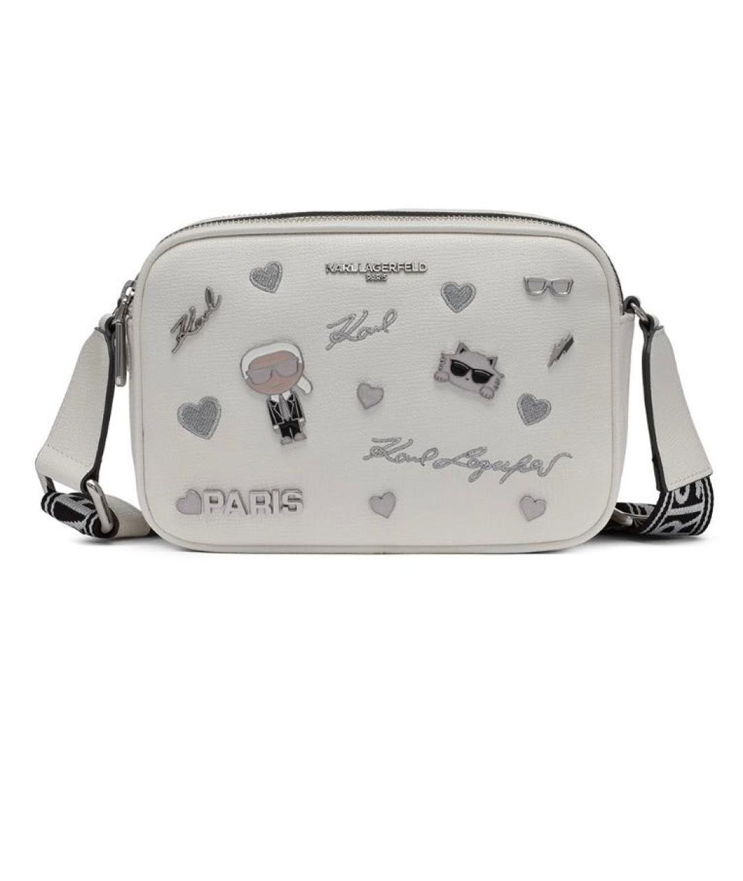 KARL LAGERFELD Белая сумка через плечо из искусственной кожи, фото 6