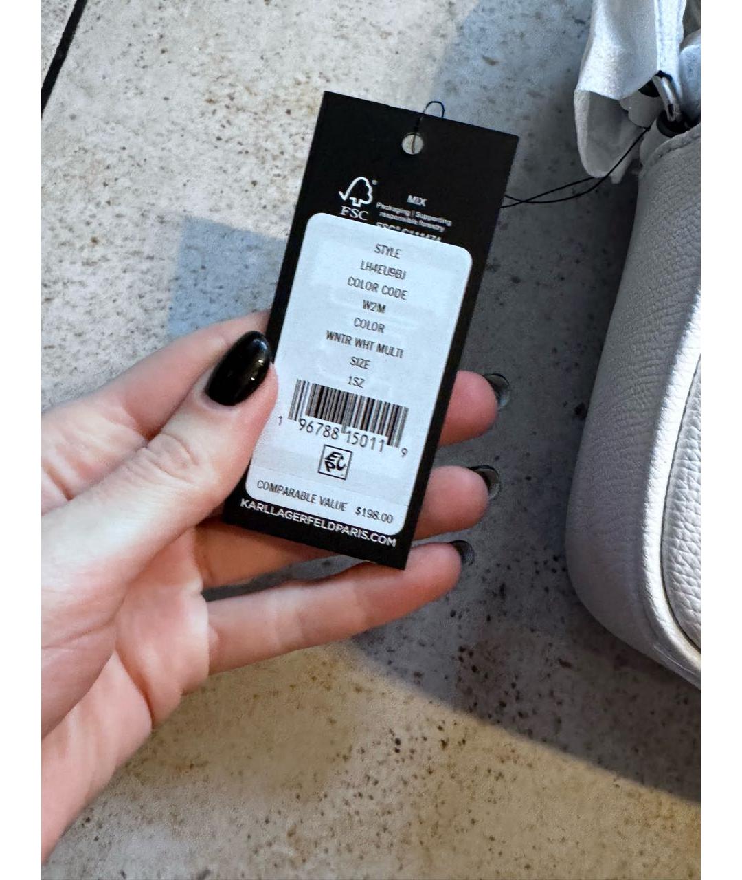 KARL LAGERFELD Белая сумка через плечо из искусственной кожи, фото 5