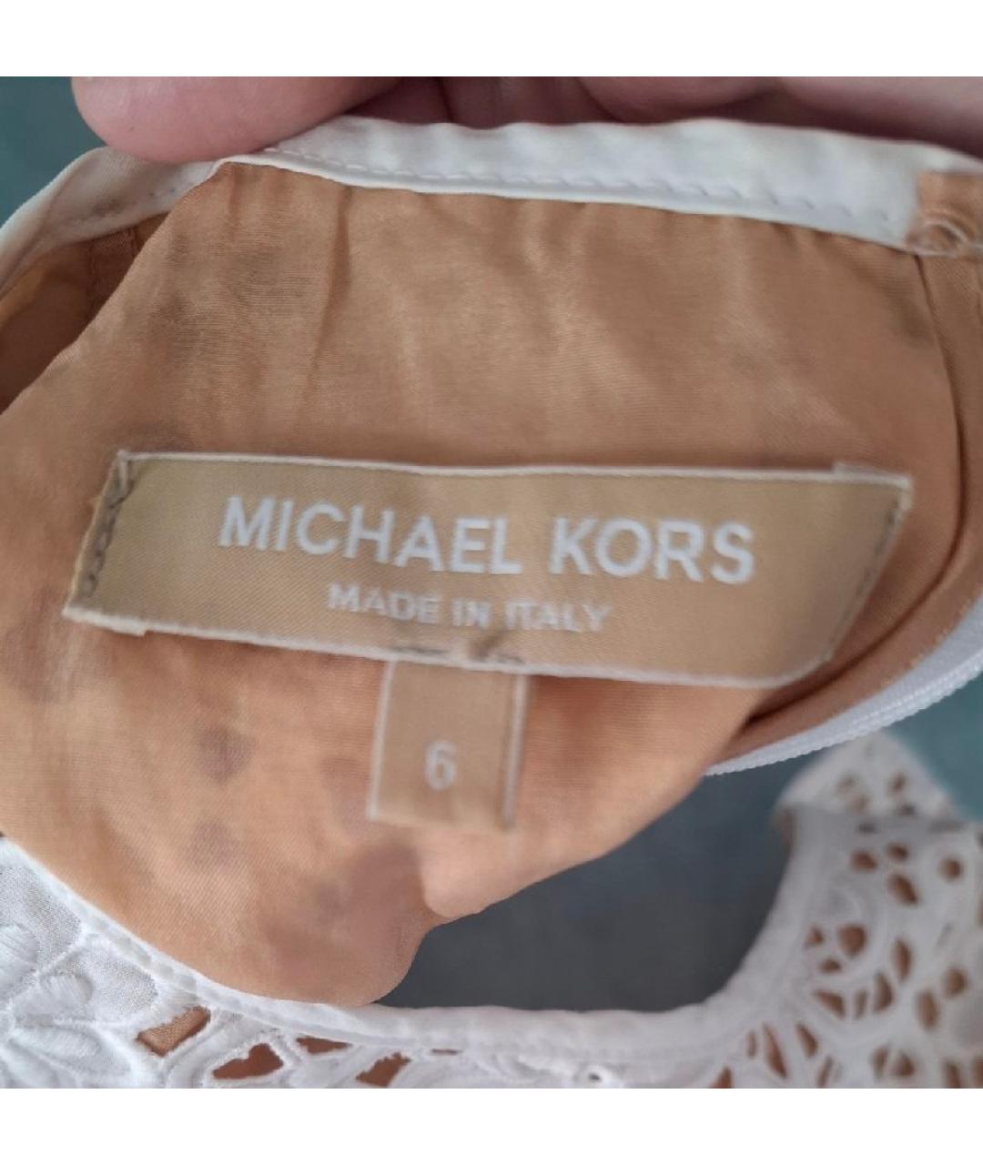 MICHAEL KORS Белое хлопковое повседневное платье, фото 5