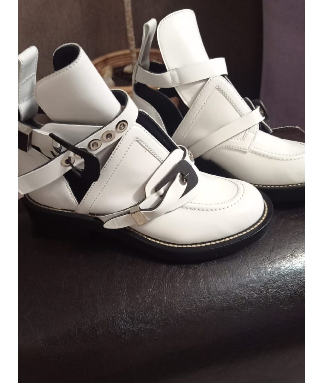BALENCIAGA Белые кожаные ботинки, фото 6