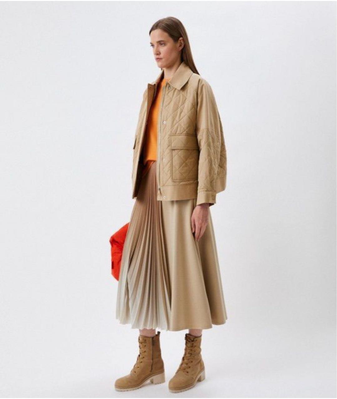 WEEKEND MAX MARA Бежевая хлопковая юбка миди, фото 8