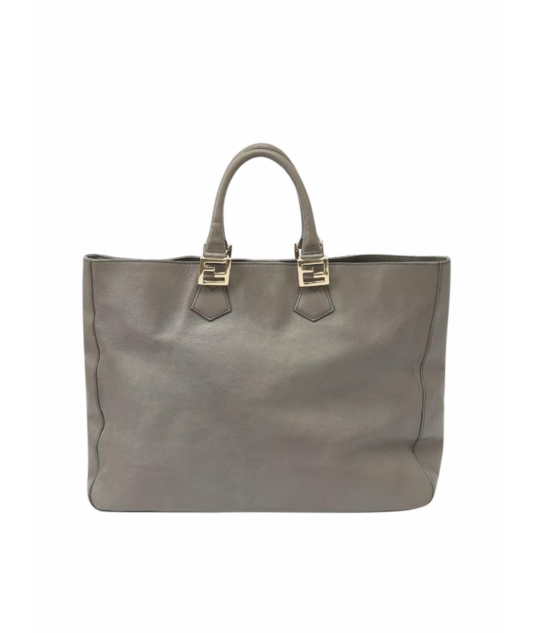 FENDI Серая кожаная сумка тоут, фото 1