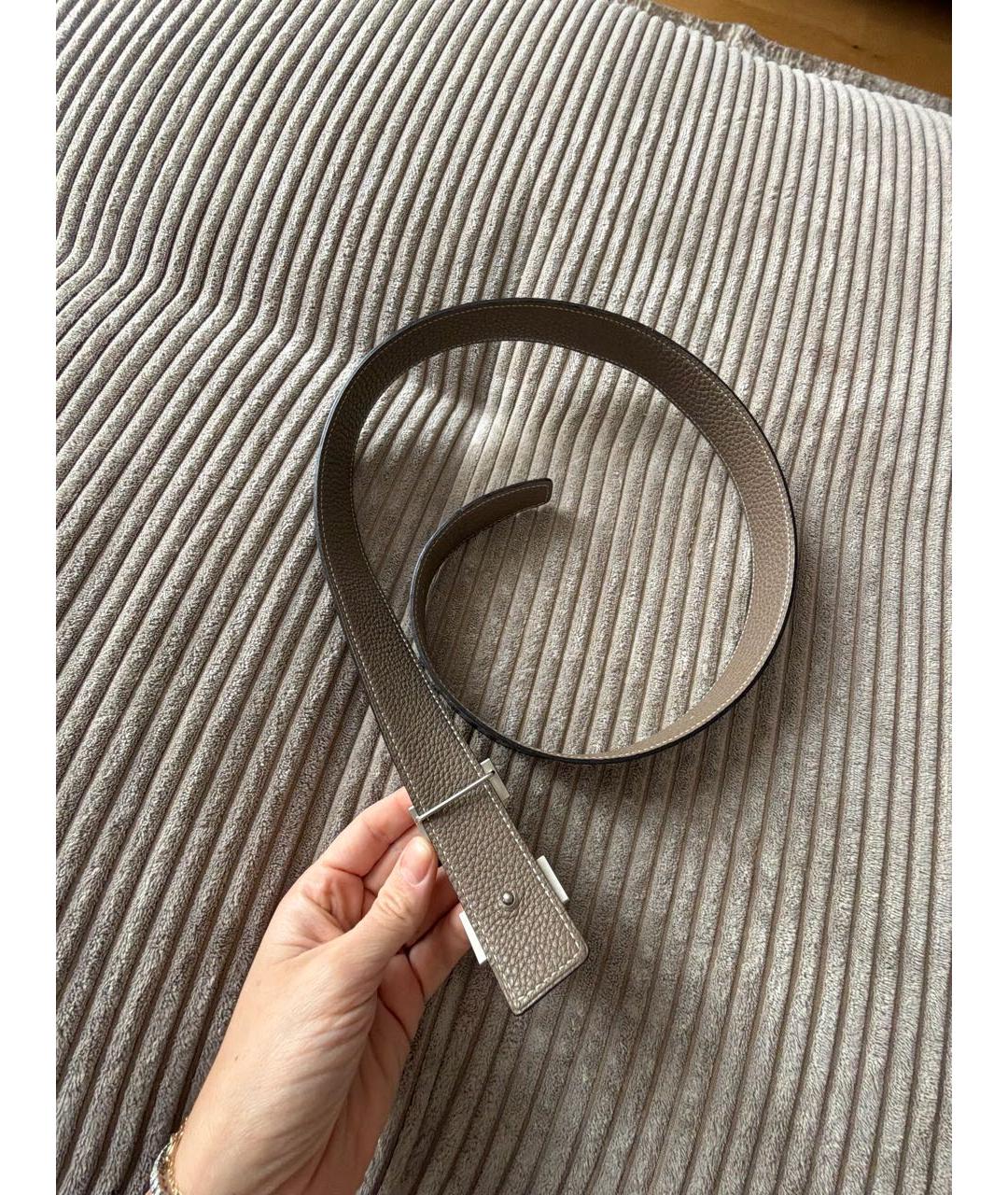 HERMES Черный кожаный ремень, фото 2