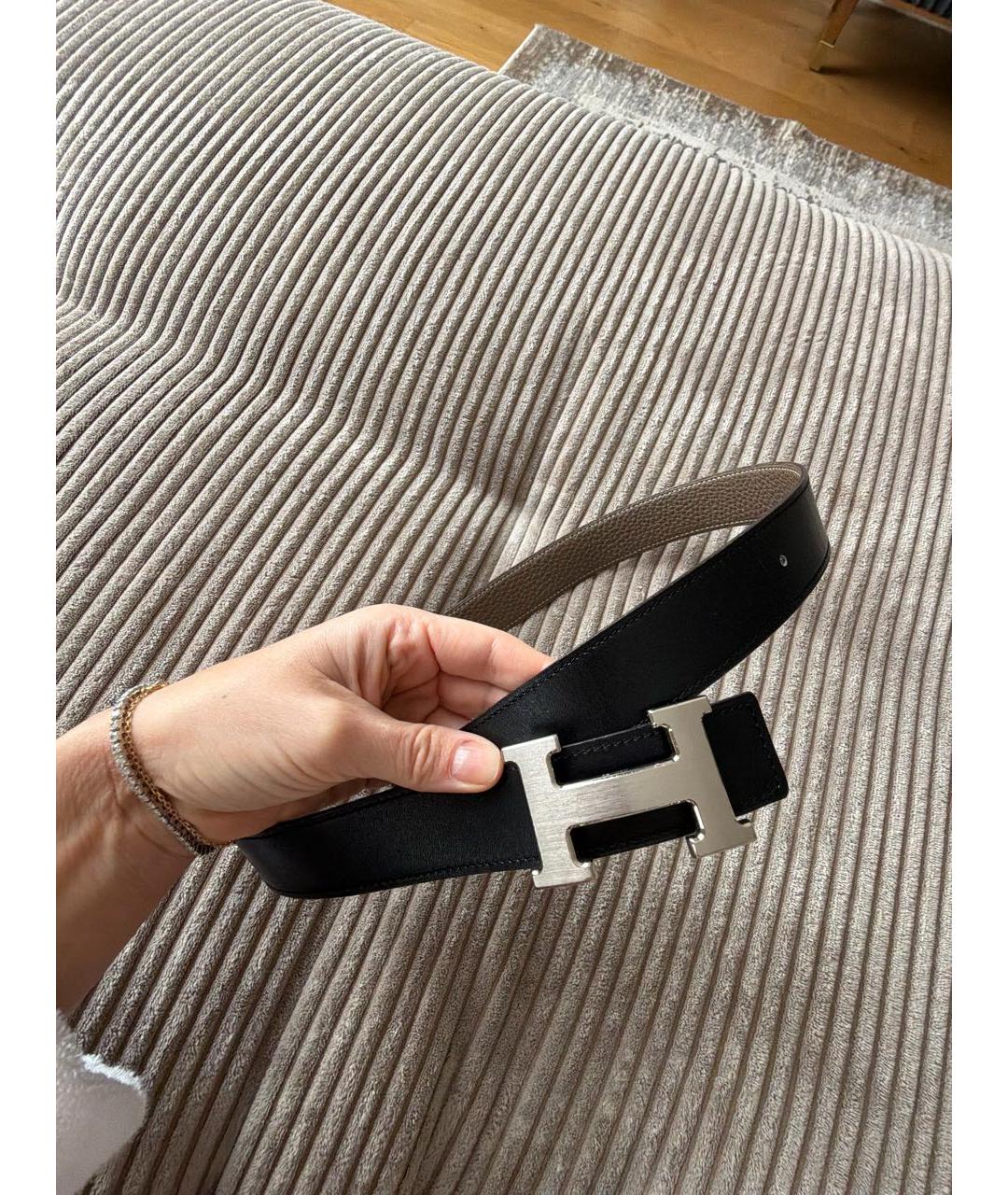 HERMES Черный кожаный ремень, фото 5