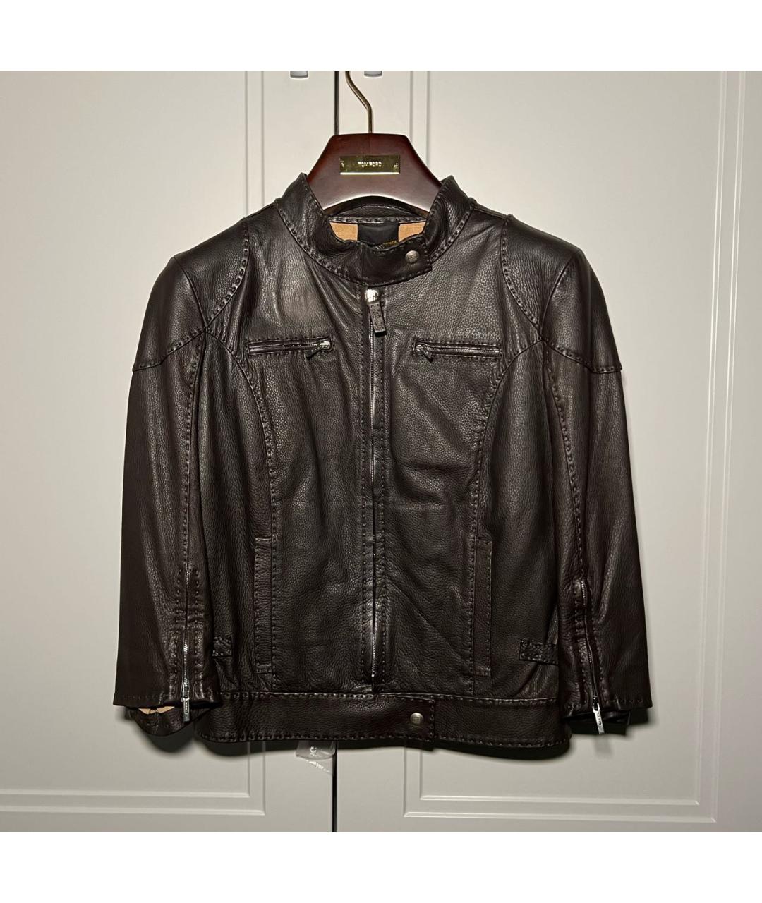 FENDI Коричневая кожаная куртка, фото 7