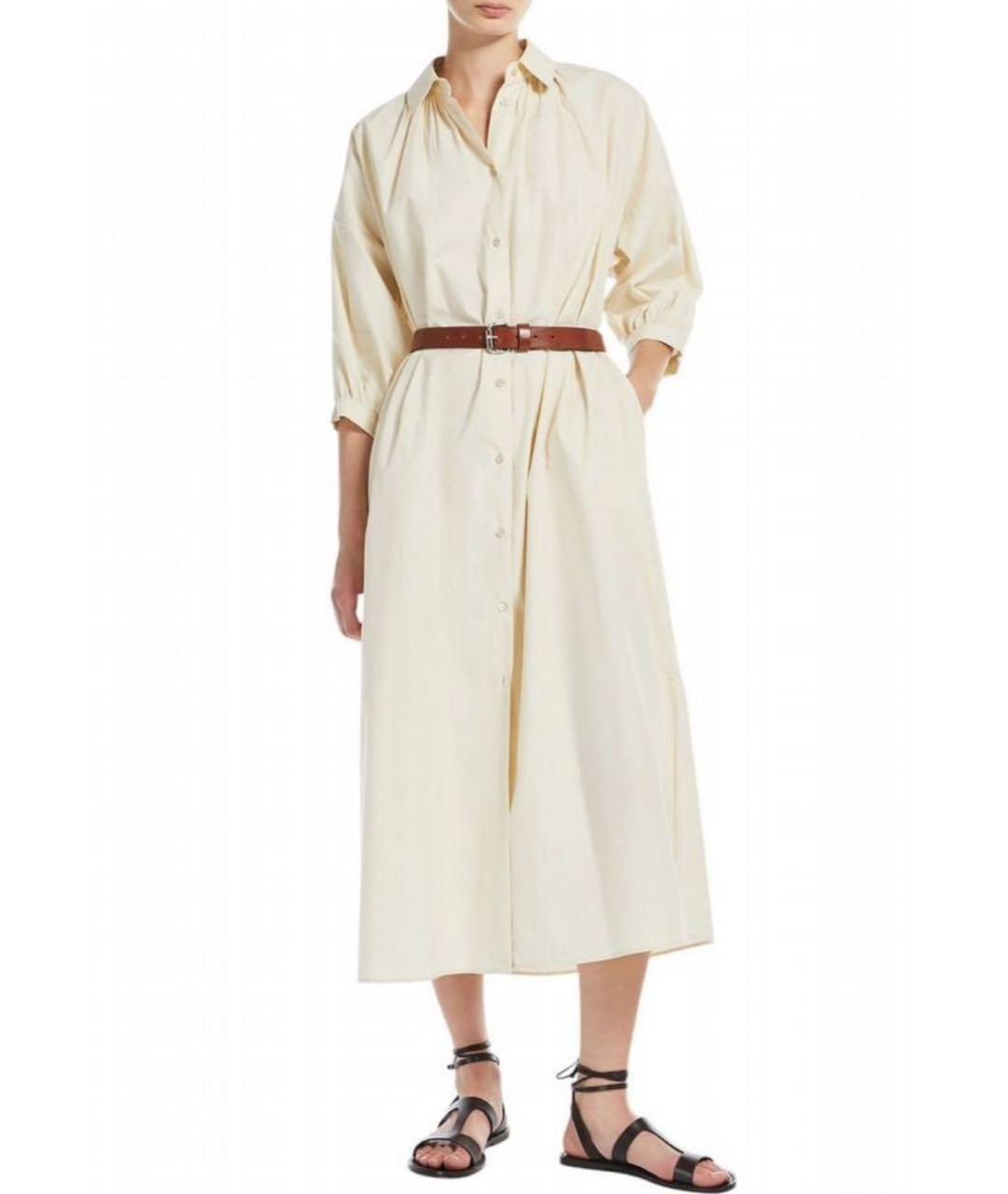 WEEKEND MAX MARA Бежевое хлопковое повседневное платье, фото 6