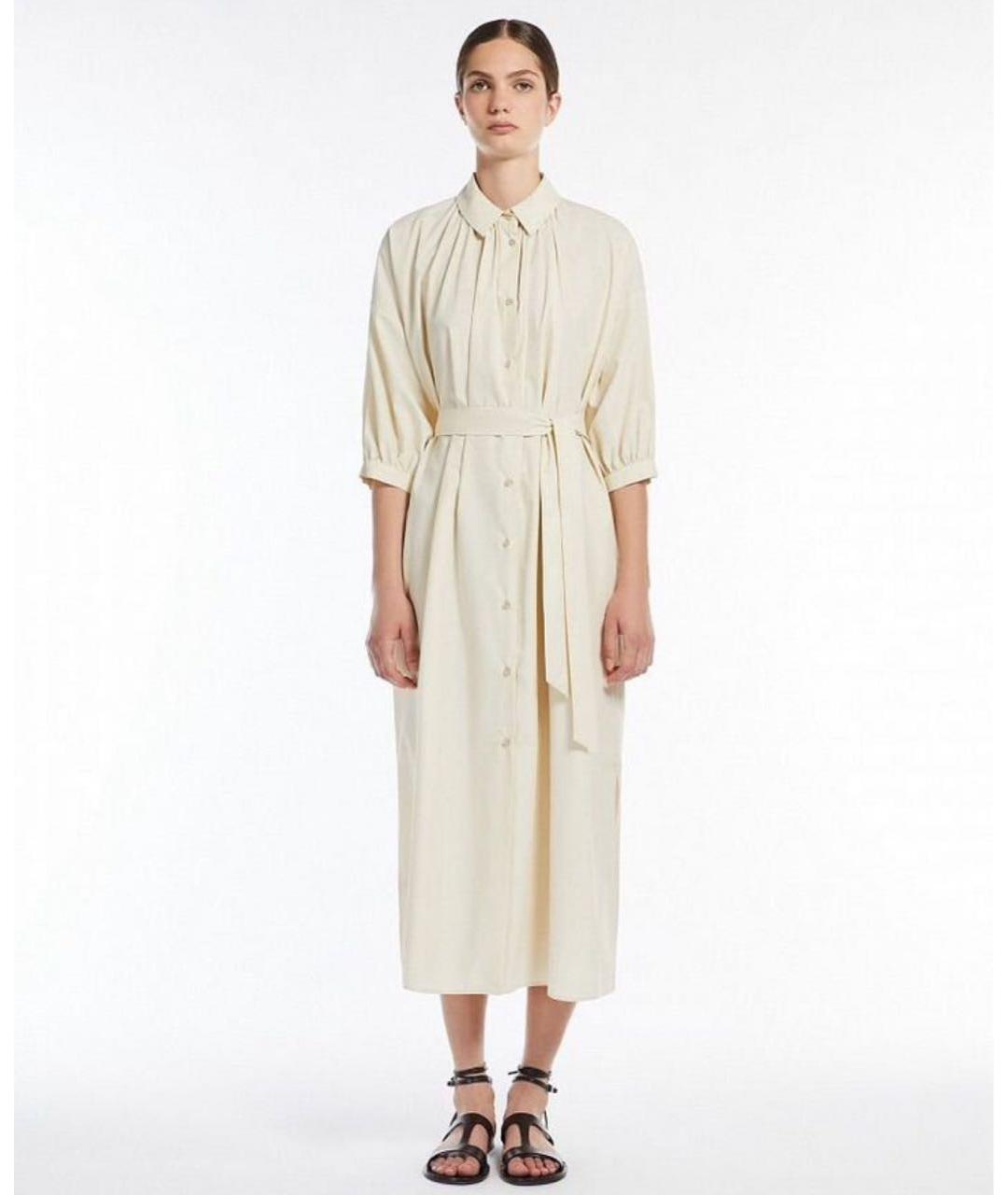 WEEKEND MAX MARA Бежевое хлопковое повседневное платье, фото 5