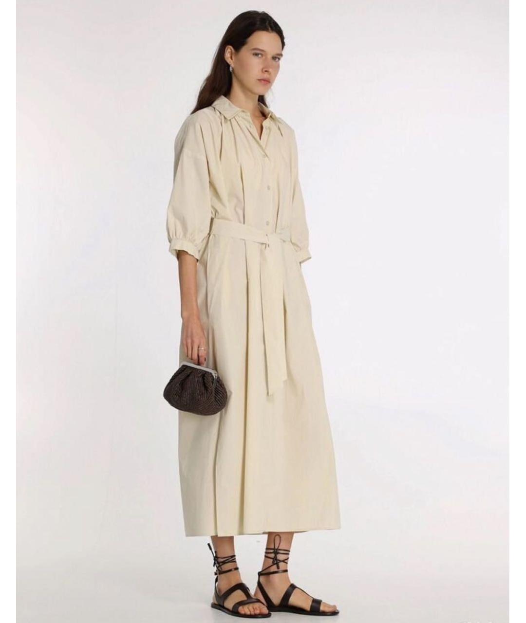 WEEKEND MAX MARA Бежевое хлопковое повседневное платье, фото 8