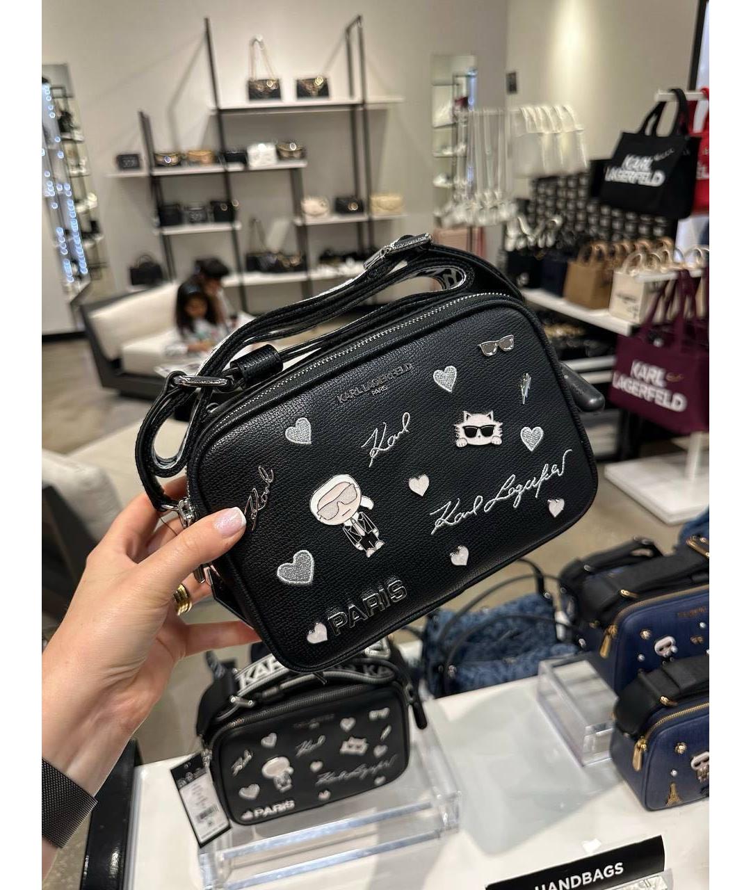 KARL LAGERFELD Черная сумка через плечо из искусственной кожи, фото 4