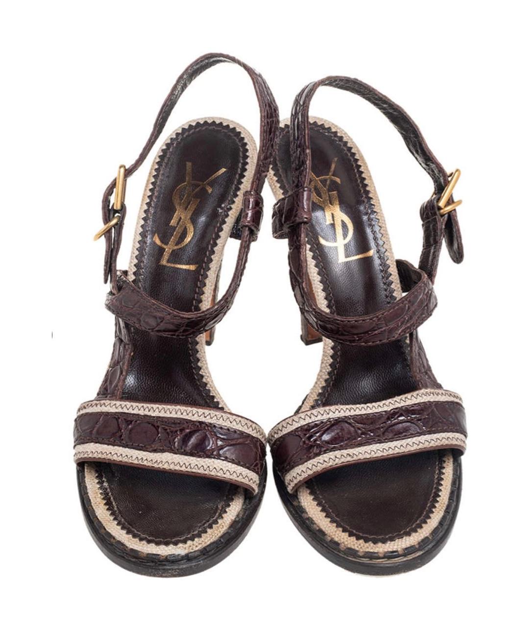 SAINT LAURENT Коричневые босоножки из экзотической кожи, фото 9
