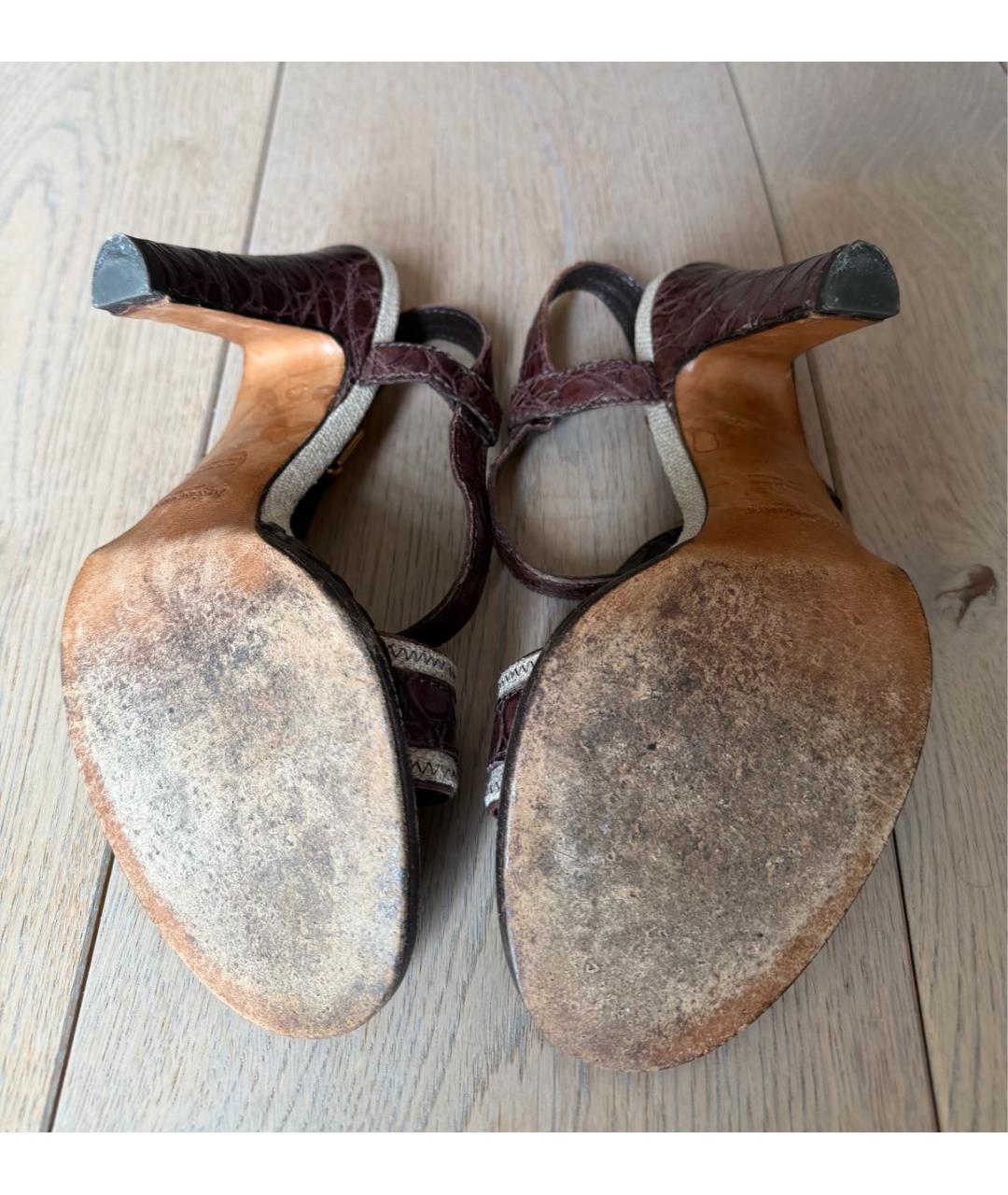 SAINT LAURENT Коричневые босоножки из экзотической кожи, фото 5