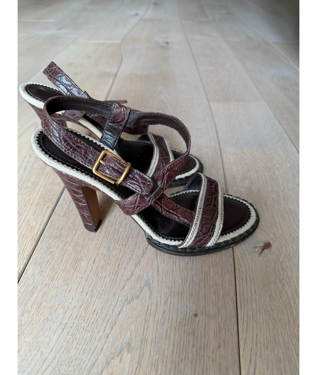 SAINT LAURENT Коричневые босоножки из экзотической кожи, фото 3