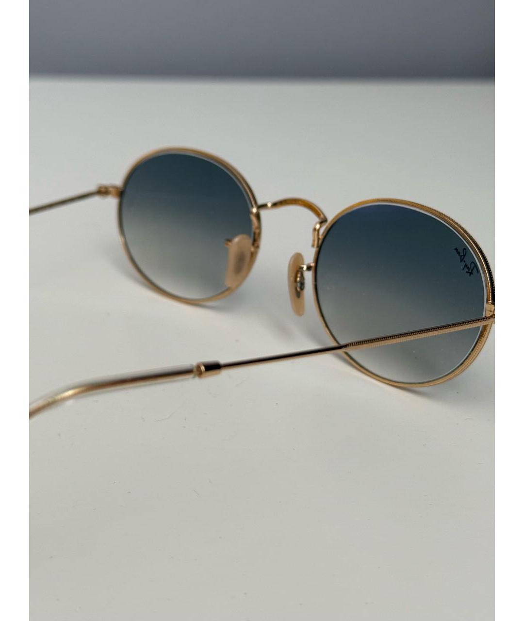 RAY BAN Золотые металлические солнцезащитные очки, фото 2