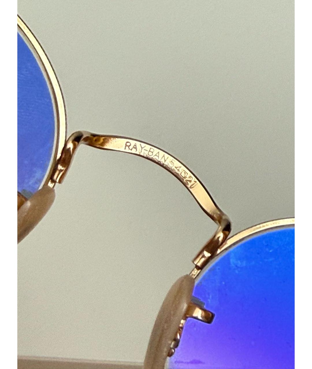 RAY BAN Золотые металлические солнцезащитные очки, фото 3