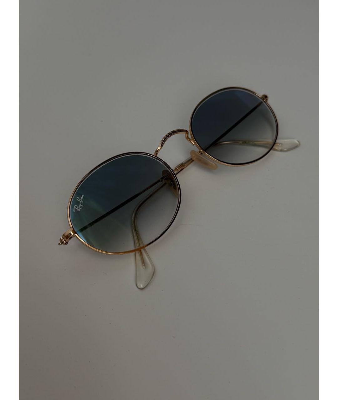 RAY BAN Золотые металлические солнцезащитные очки, фото 6