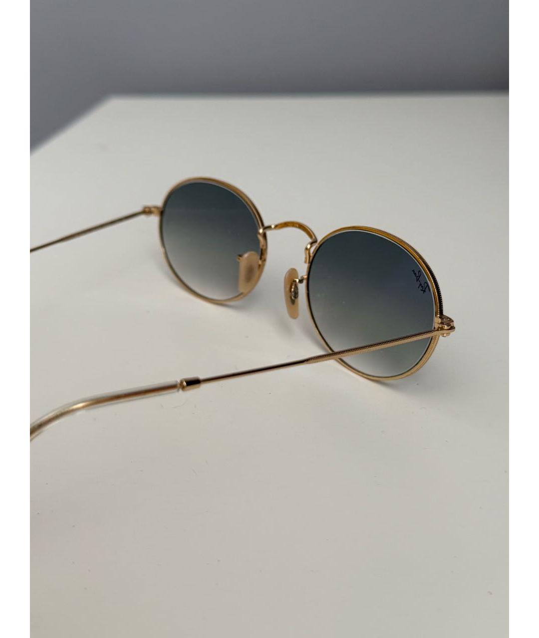 RAY BAN Золотые металлические солнцезащитные очки, фото 5
