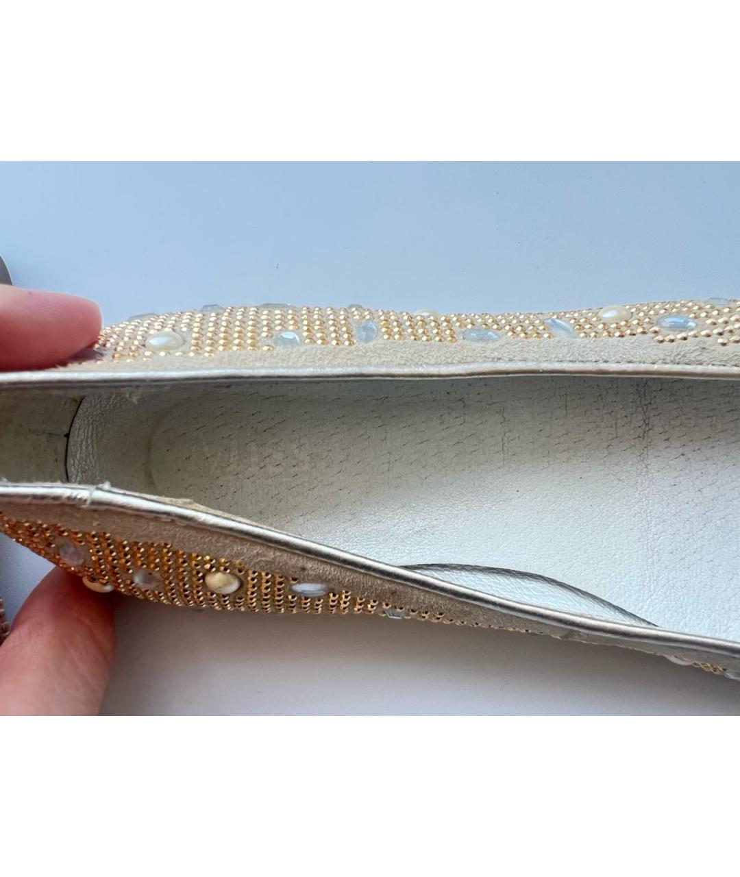 MISS BLUMARINE Золотые кожаные балетки, фото 5