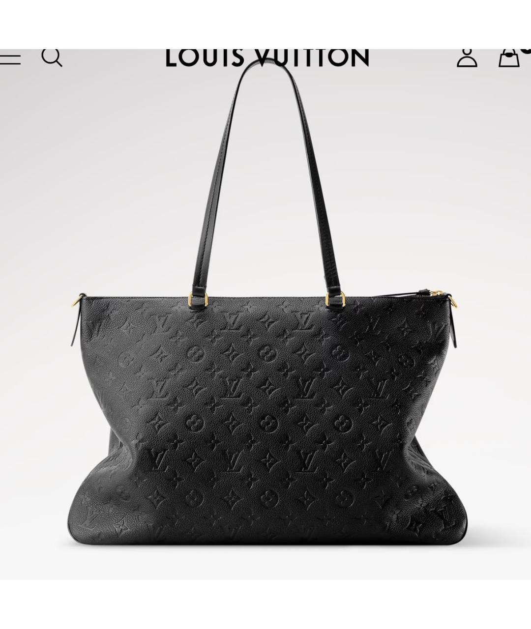 LOUIS VUITTON Черная кожаная сумка тоут, фото 4