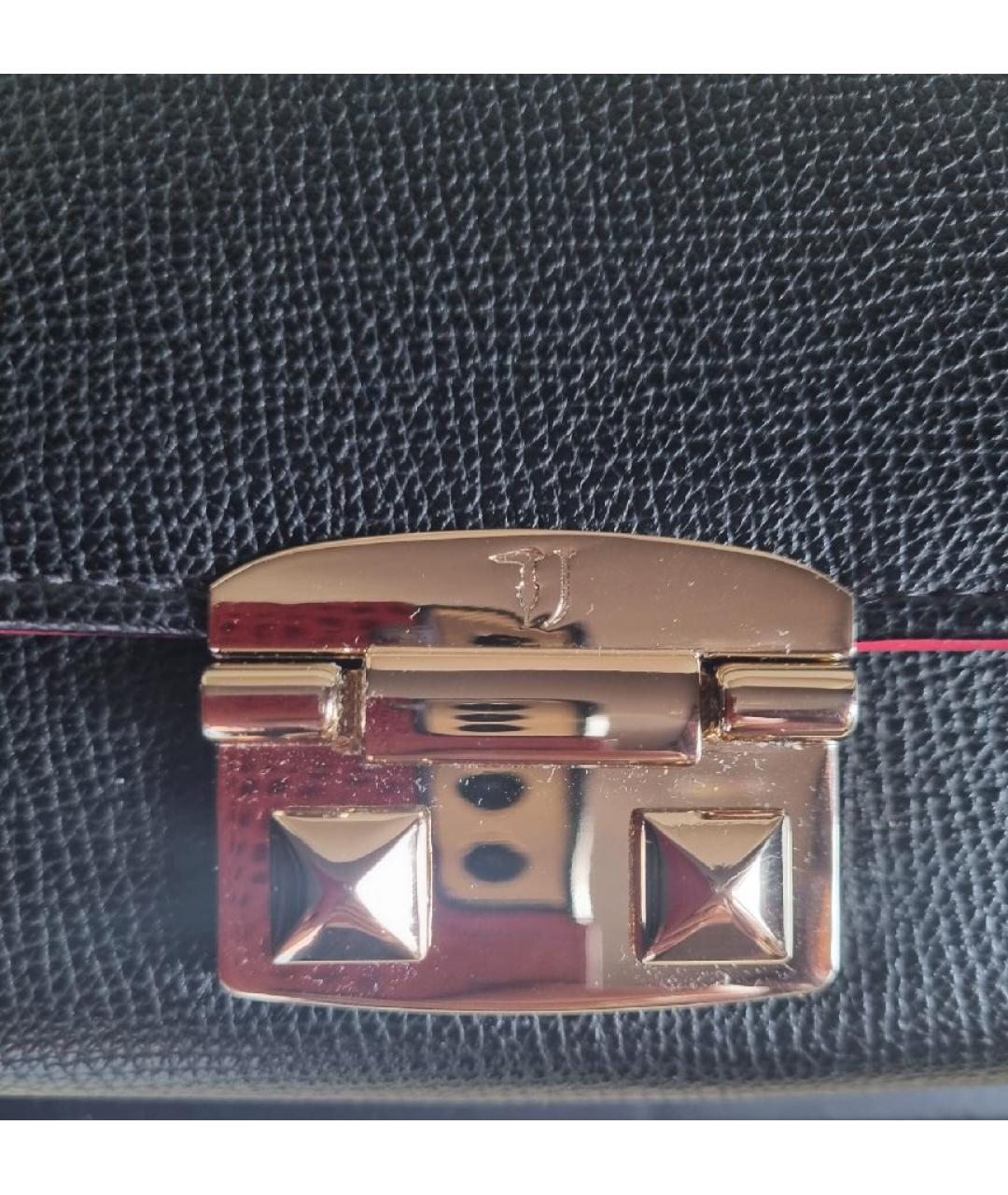 TRUSSARDI JEANS Черный кожаный кошелек, фото 5