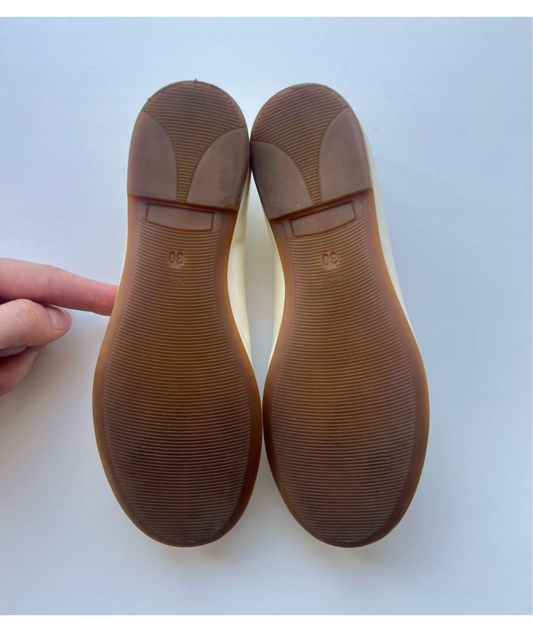 MISS BLUMARINE Белые кожаные балетки, фото 4