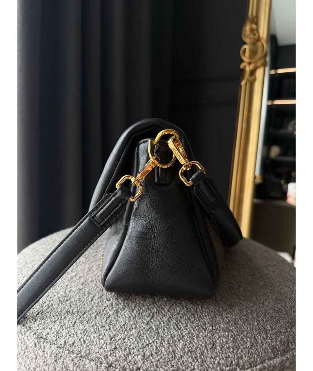 JACQUEMUS Черная кожаная сумка через плечо, фото 2