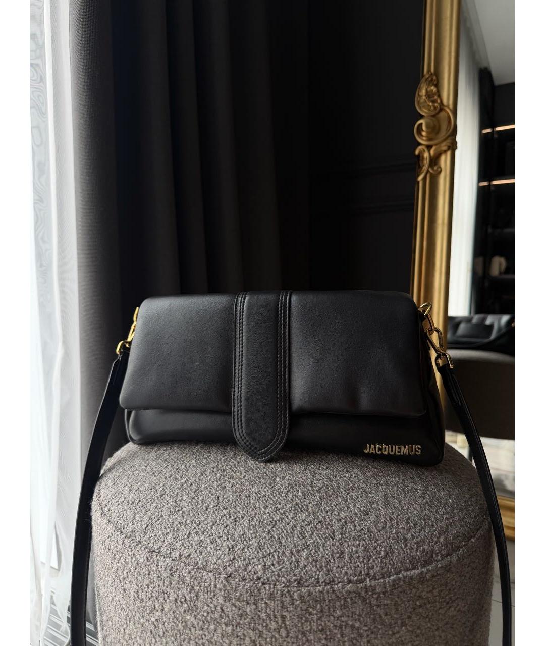 JACQUEMUS Черная кожаная сумка через плечо, фото 9