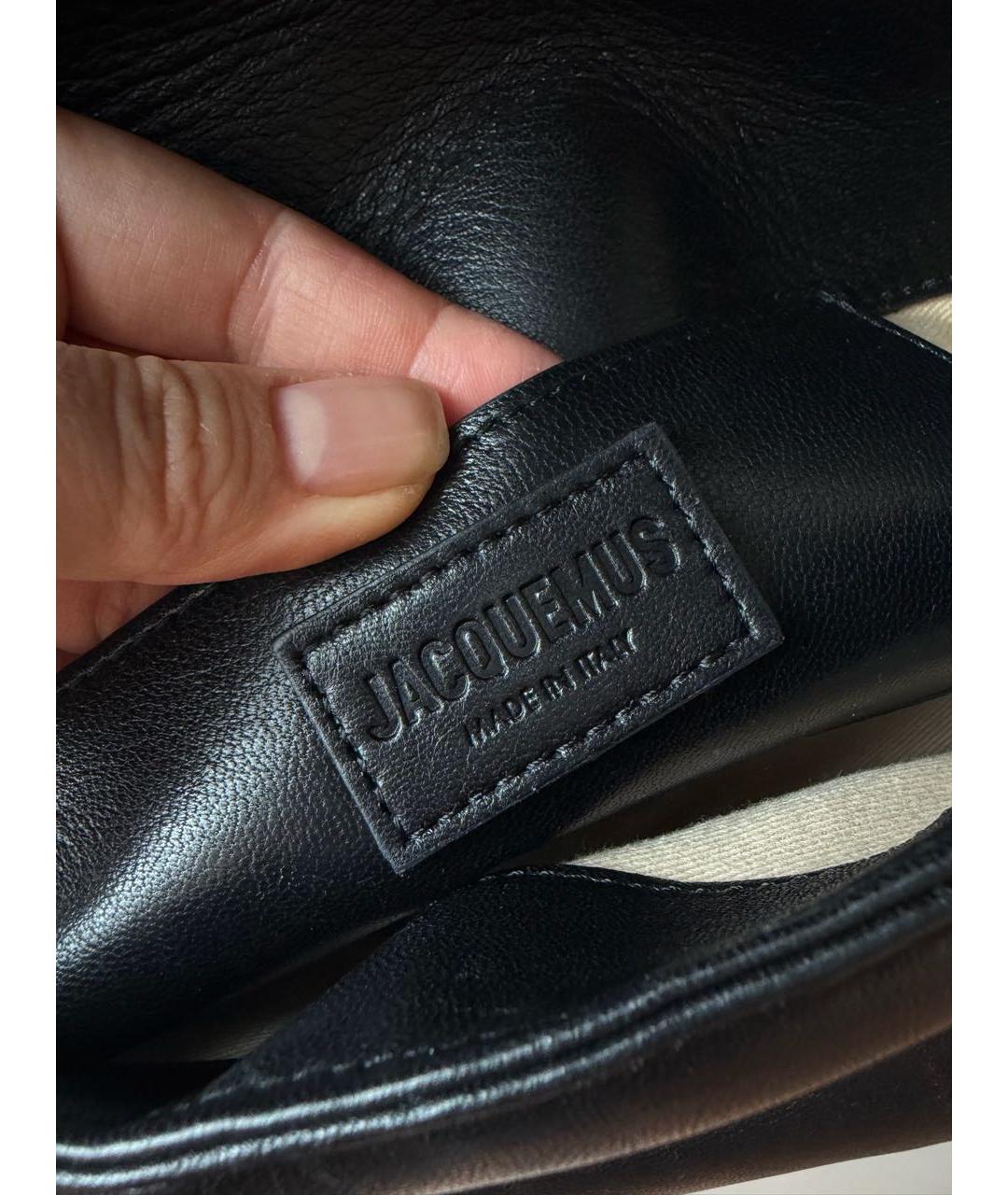 JACQUEMUS Черная кожаная сумка через плечо, фото 7