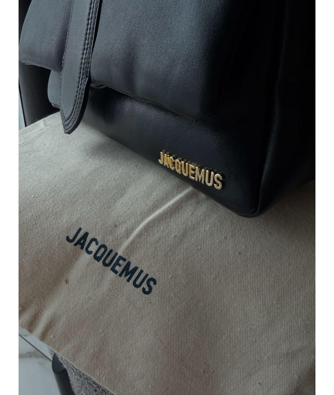 JACQUEMUS Черная кожаная сумка через плечо, фото 6