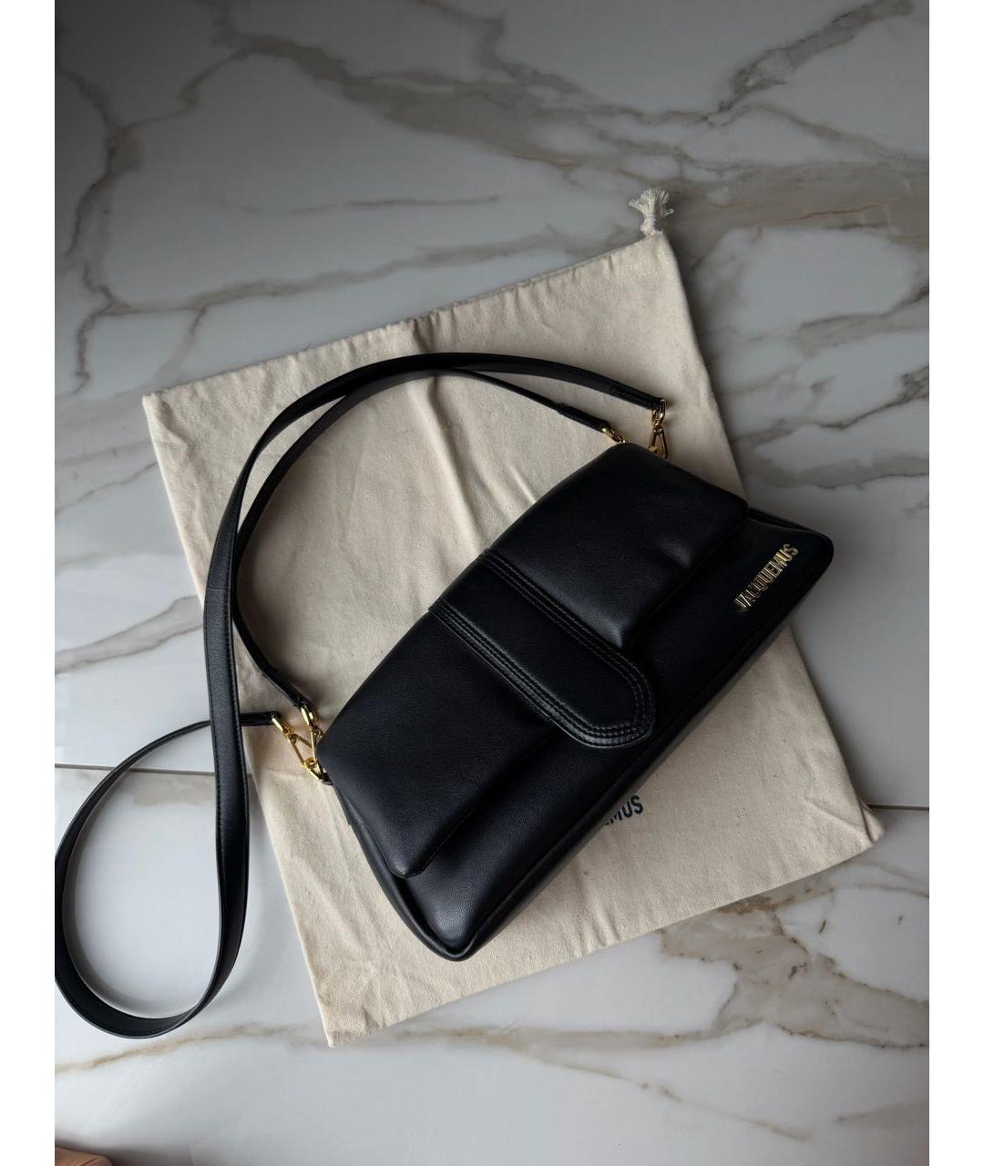 JACQUEMUS Черная кожаная сумка через плечо, фото 5