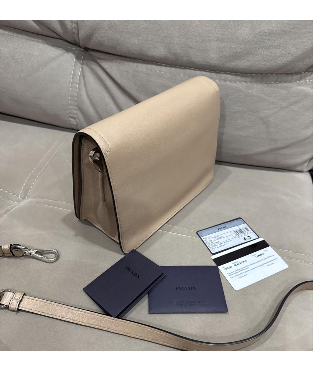 PRADA Бежевая кожаная сумка через плечо, фото 3