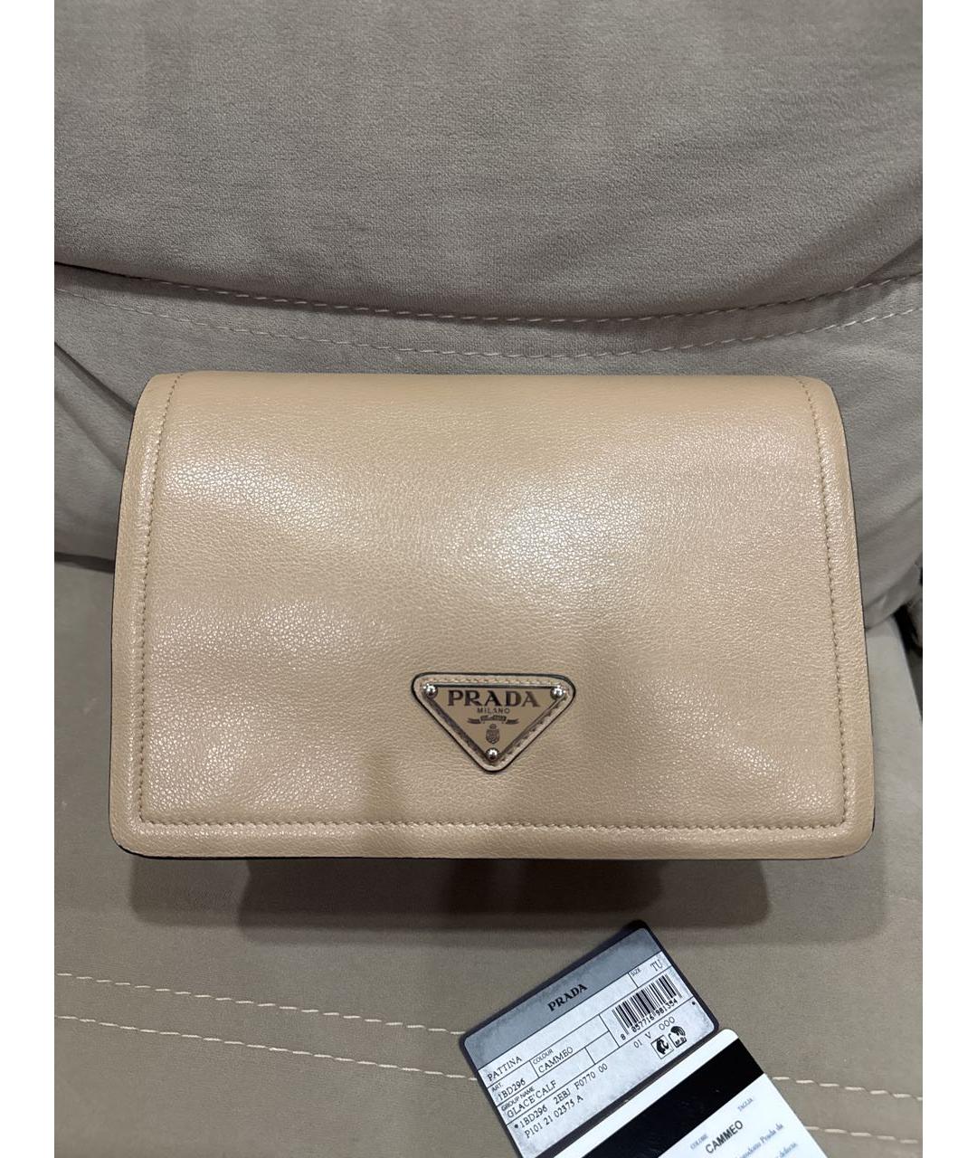 PRADA Бежевая кожаная сумка через плечо, фото 9