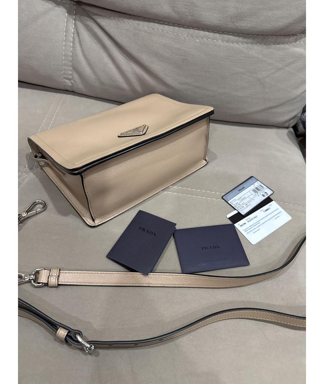 PRADA Бежевая кожаная сумка через плечо, фото 8