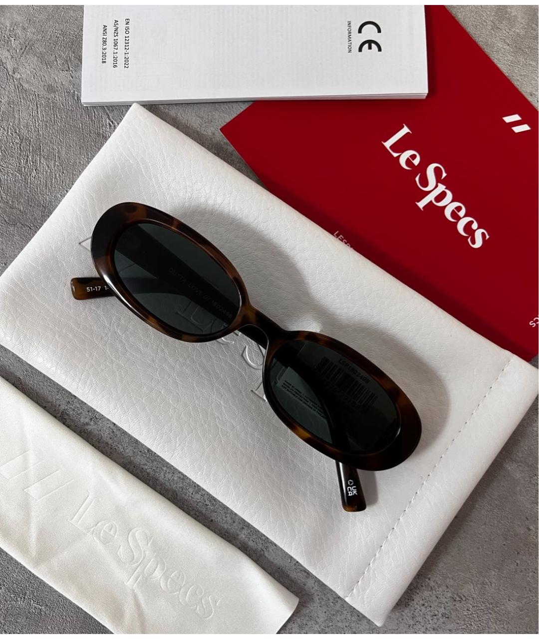 LE SPECS Коричневые пластиковые солнцезащитные очки, фото 2