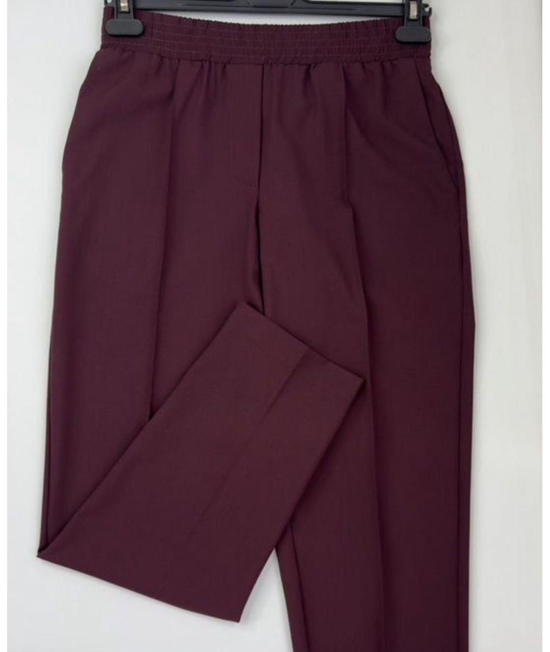 LIVIANA CONTI Бордовые шерстяные прямые брюки, фото 7