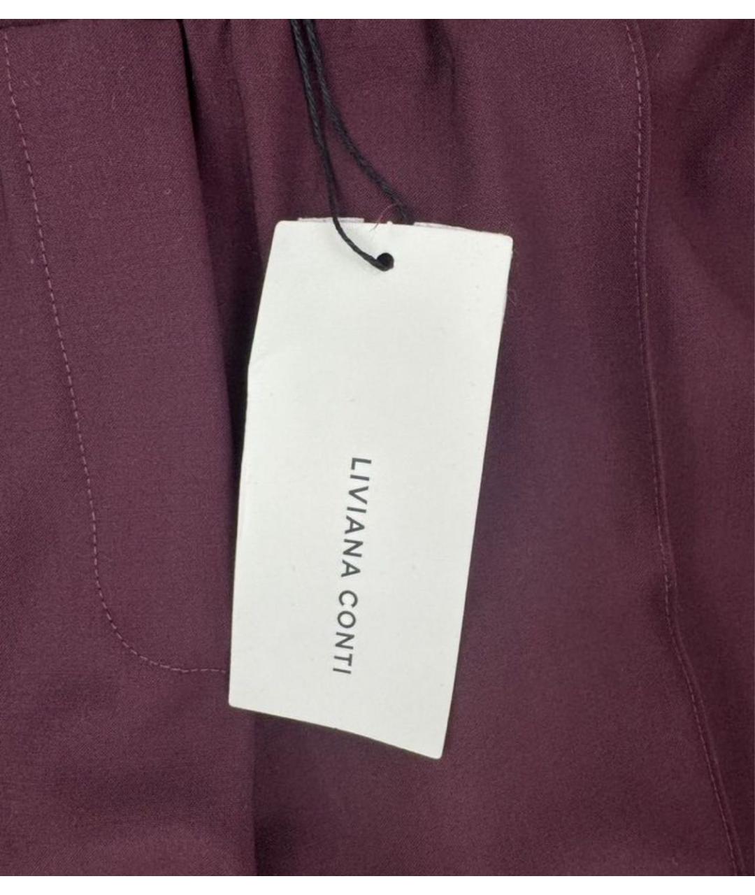 LIVIANA CONTI Бордовые шерстяные прямые брюки, фото 4