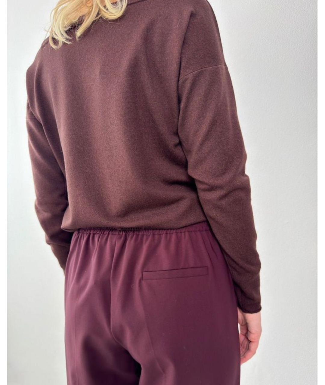 LIVIANA CONTI Бордовые шерстяные прямые брюки, фото 5