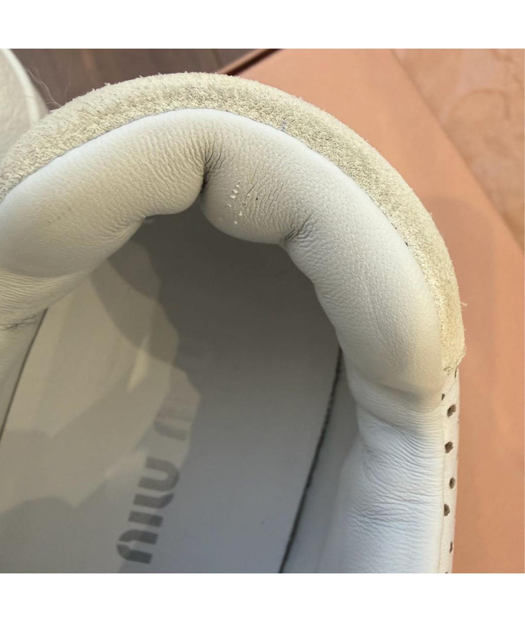 MIU MIU Белые кожаные кеды, фото 8