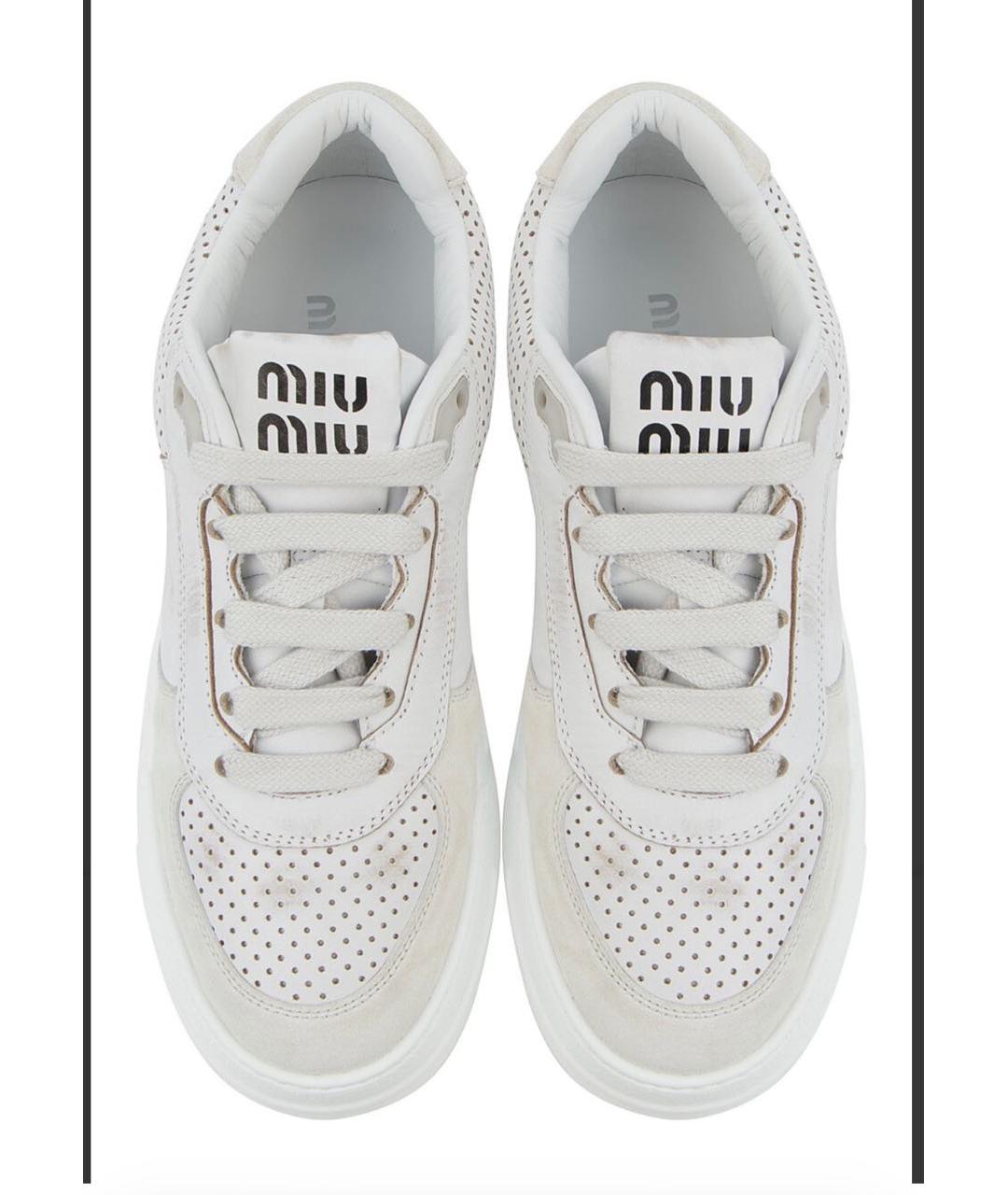 MIU MIU Белые кожаные кеды, фото 3