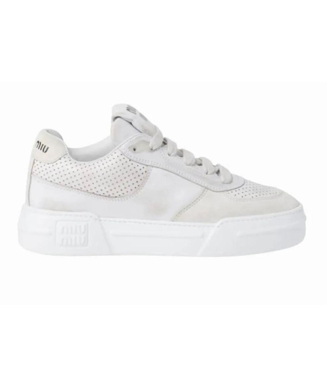 MIU MIU Белые кожаные кеды, фото 9