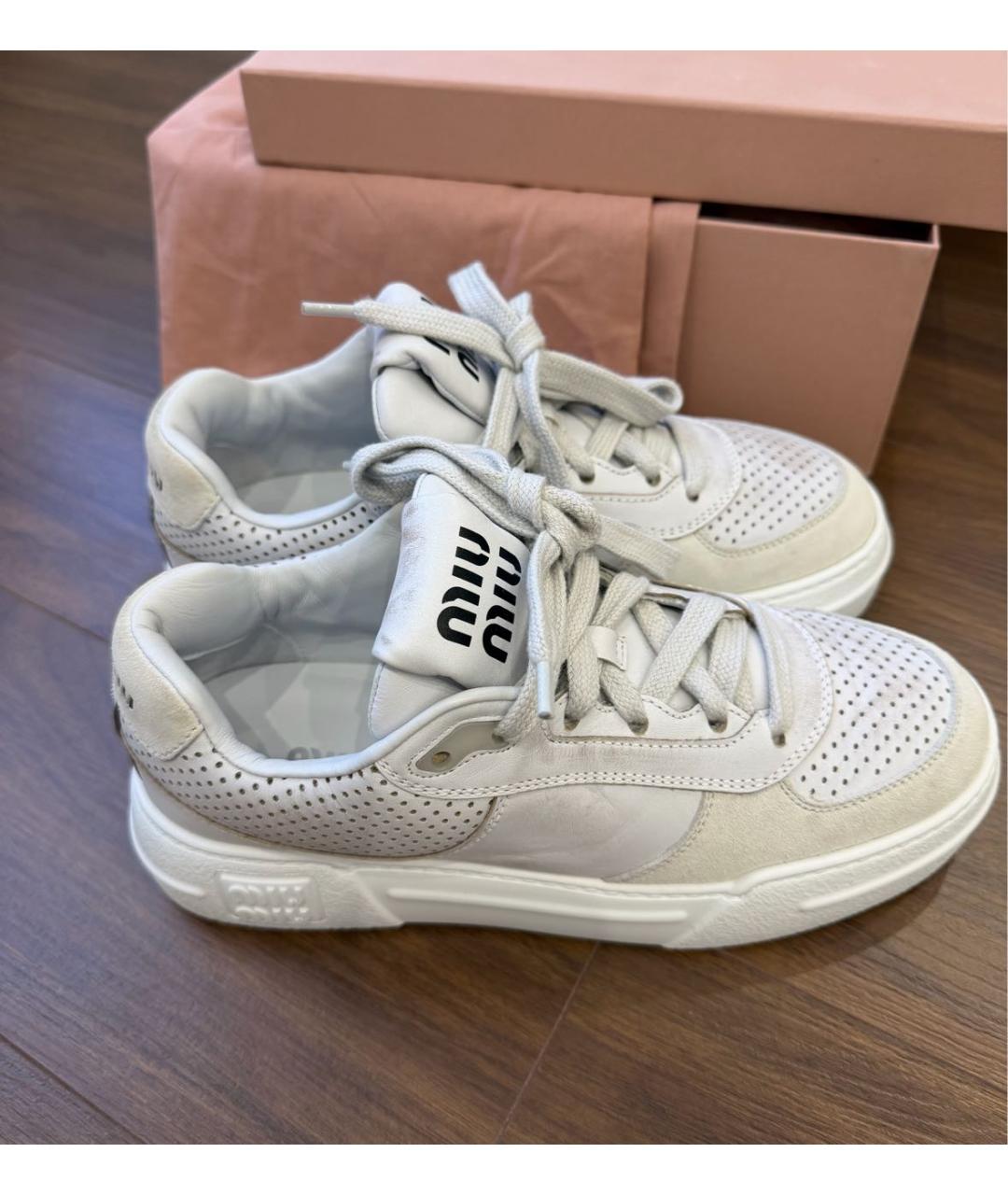 MIU MIU Белые кожаные кеды, фото 5