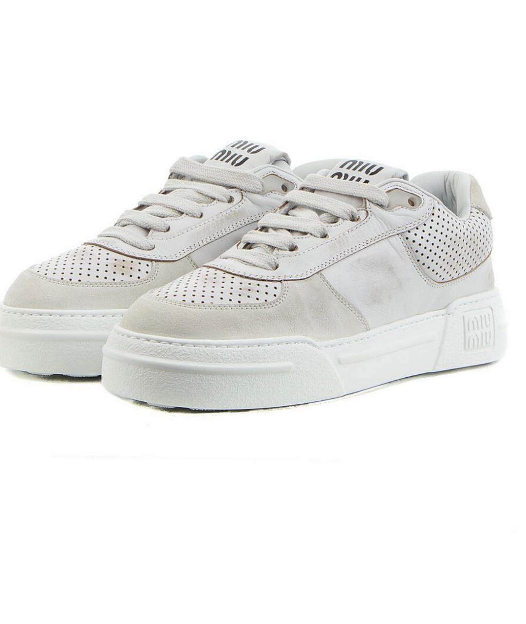 MIU MIU Белые кожаные кеды, фото 2