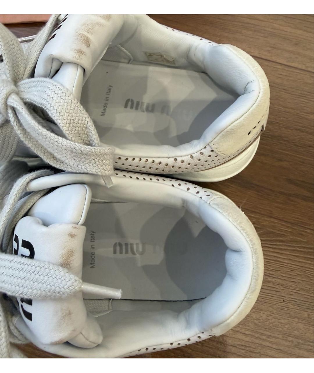 MIU MIU Белые кожаные кеды, фото 6
