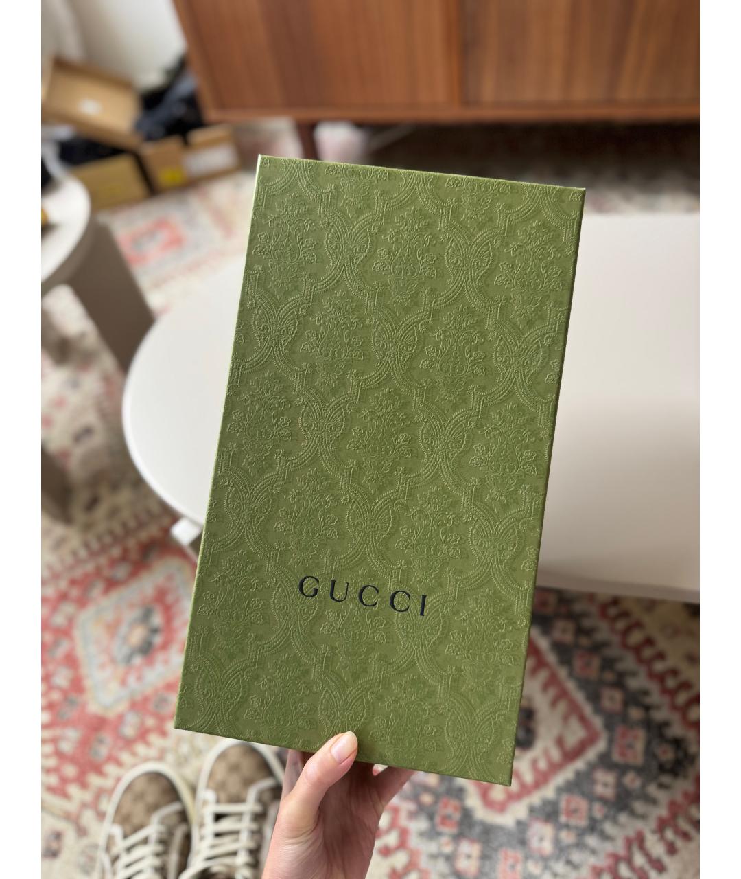 GUCCI Бежевые текстильные низкие кроссовки / кеды, фото 9