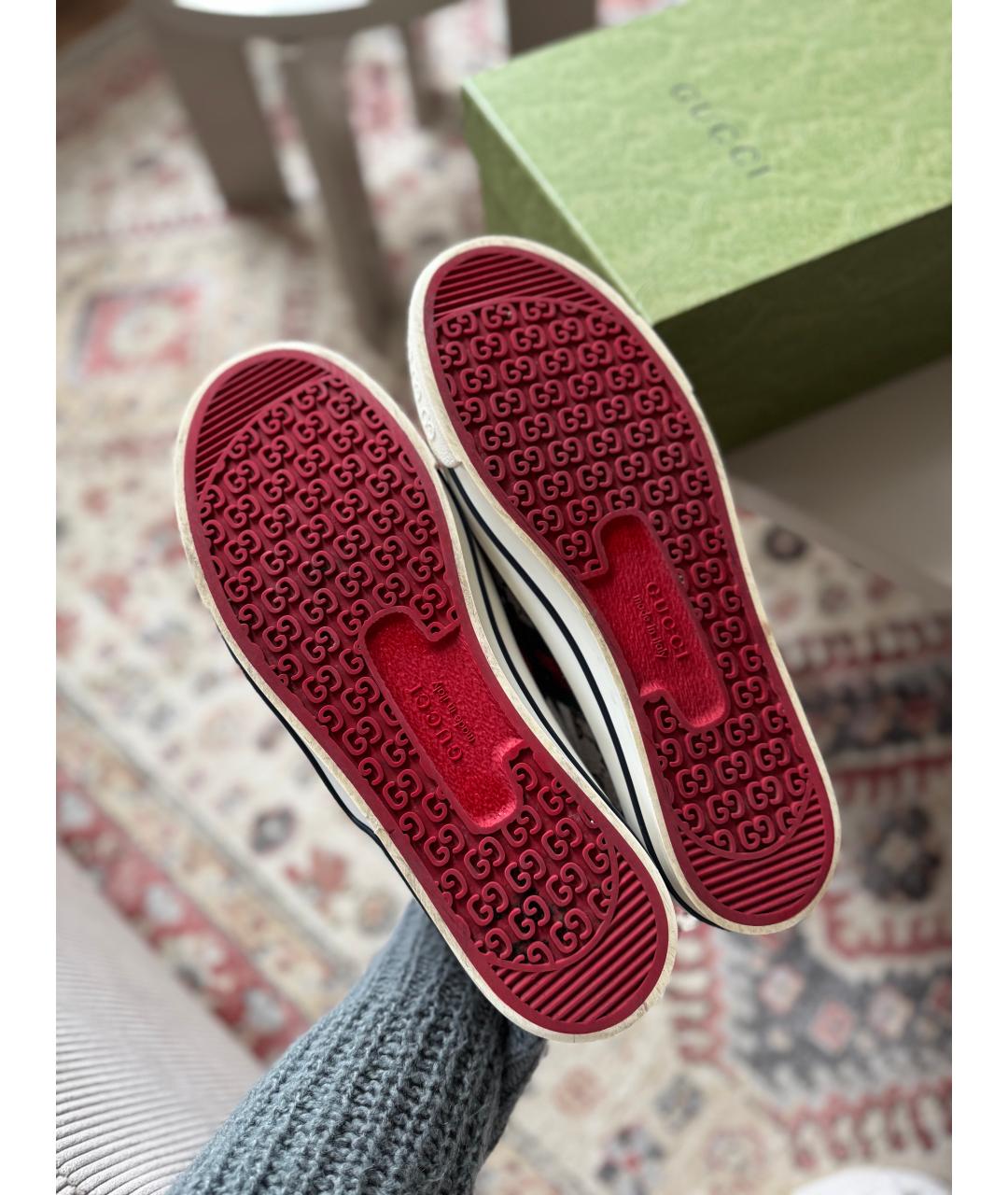 GUCCI Бежевые текстильные низкие кроссовки / кеды, фото 5