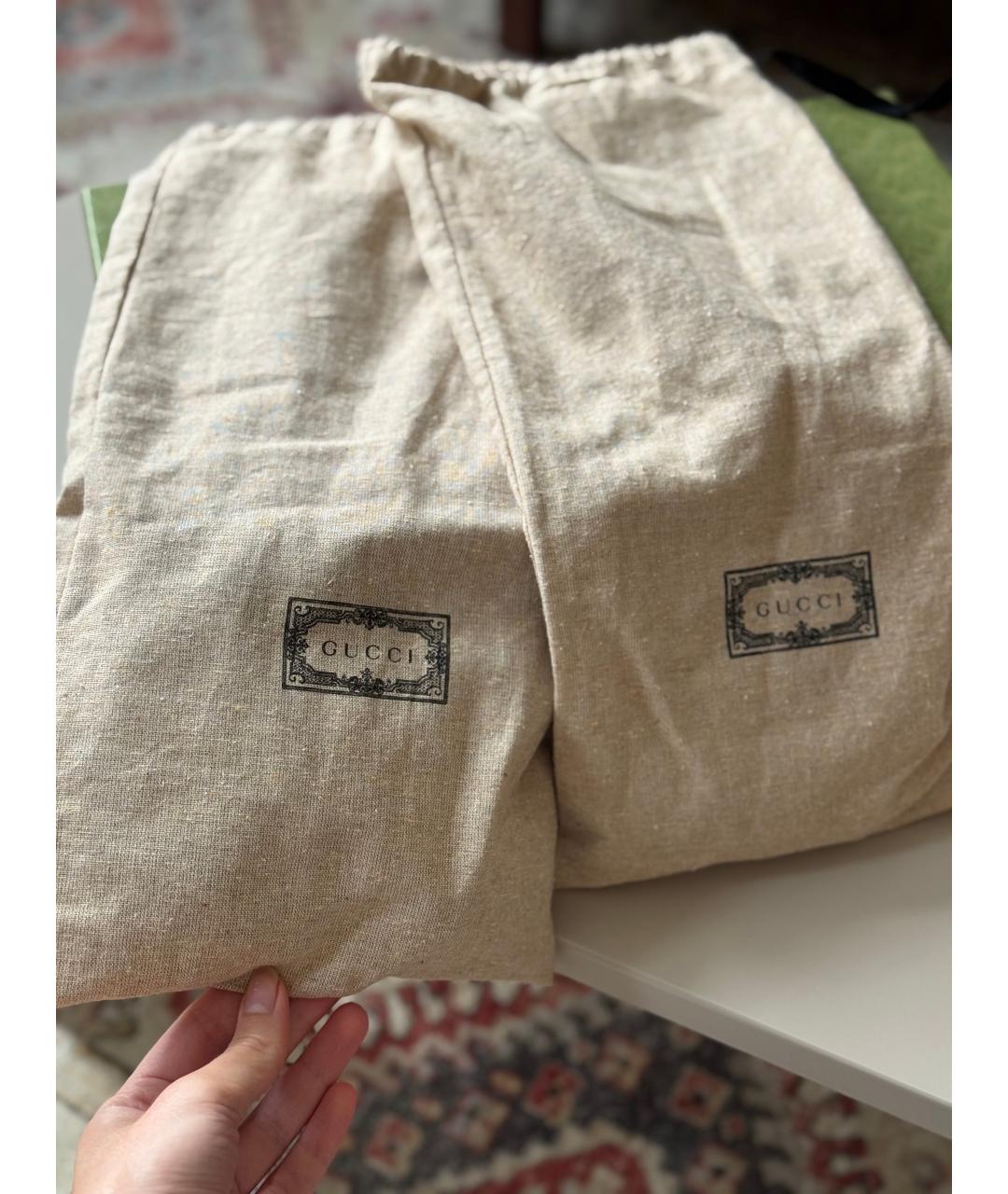 GUCCI Бежевые текстильные низкие кроссовки / кеды, фото 8