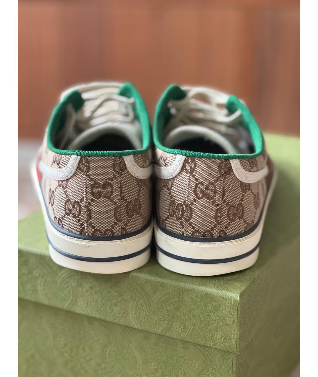 GUCCI Бежевые текстильные низкие кроссовки / кеды, фото 3