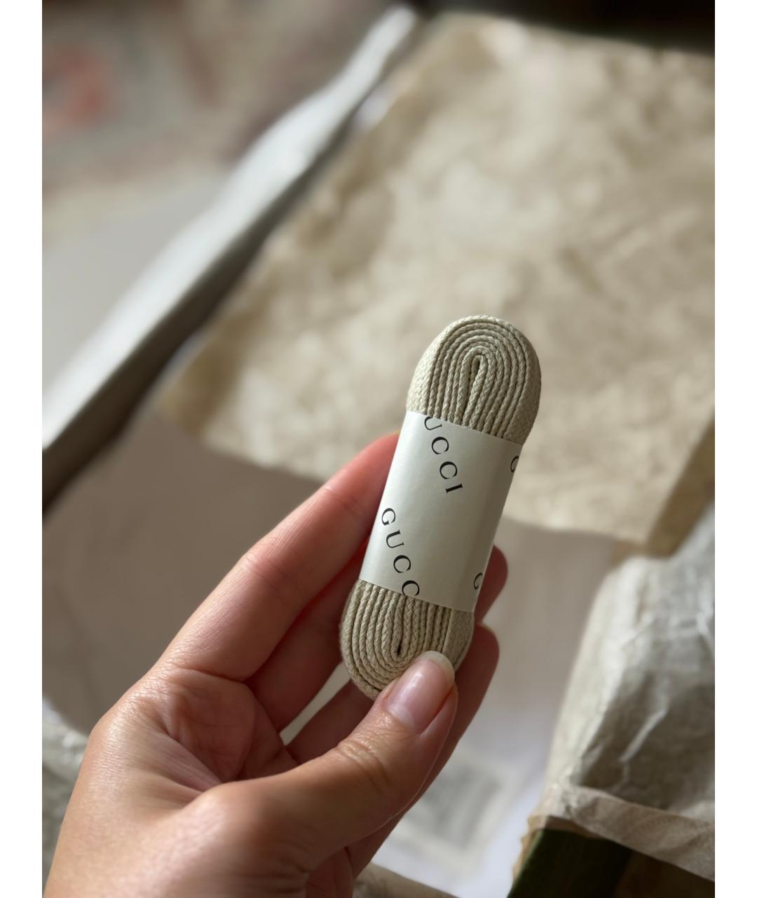 GUCCI Бежевые текстильные низкие кроссовки / кеды, фото 7