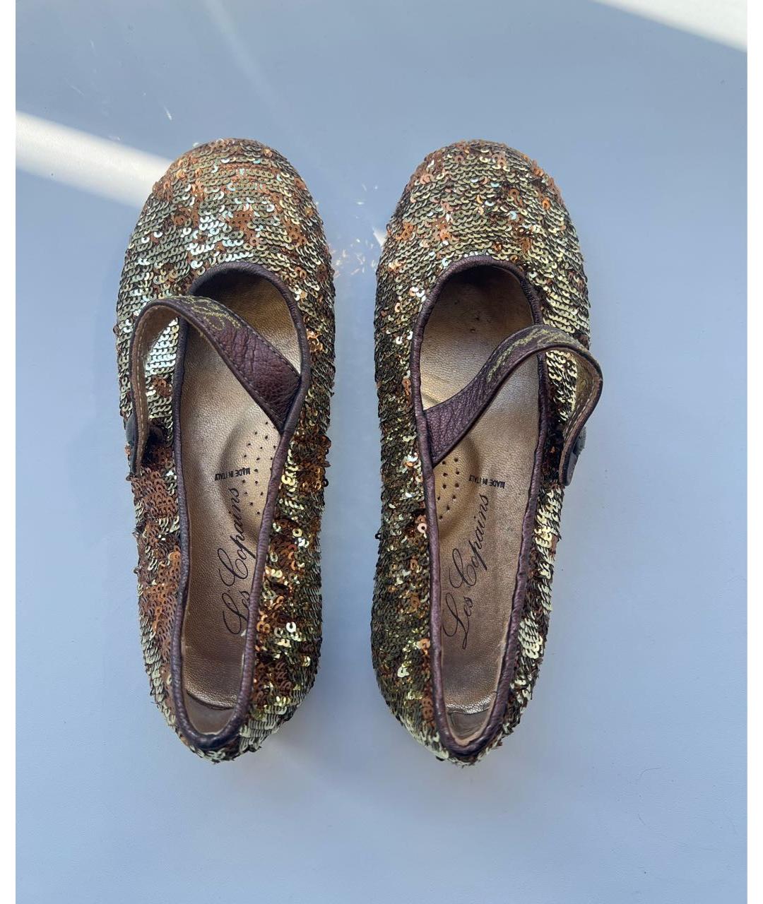 LES COPAINS Золотые балетки, фото 3