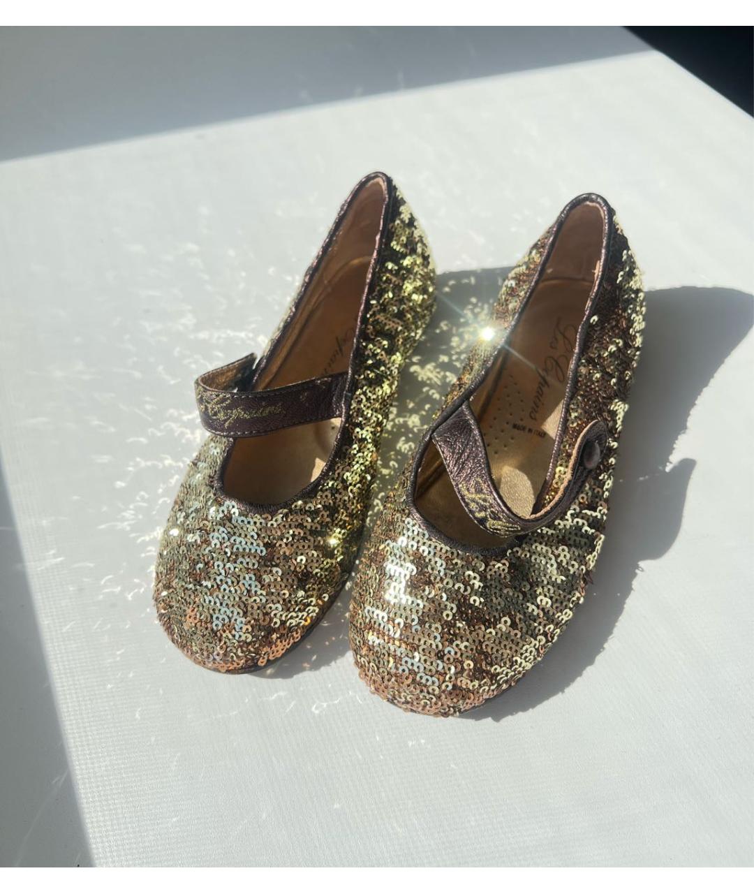 LES COPAINS Золотые балетки, фото 2