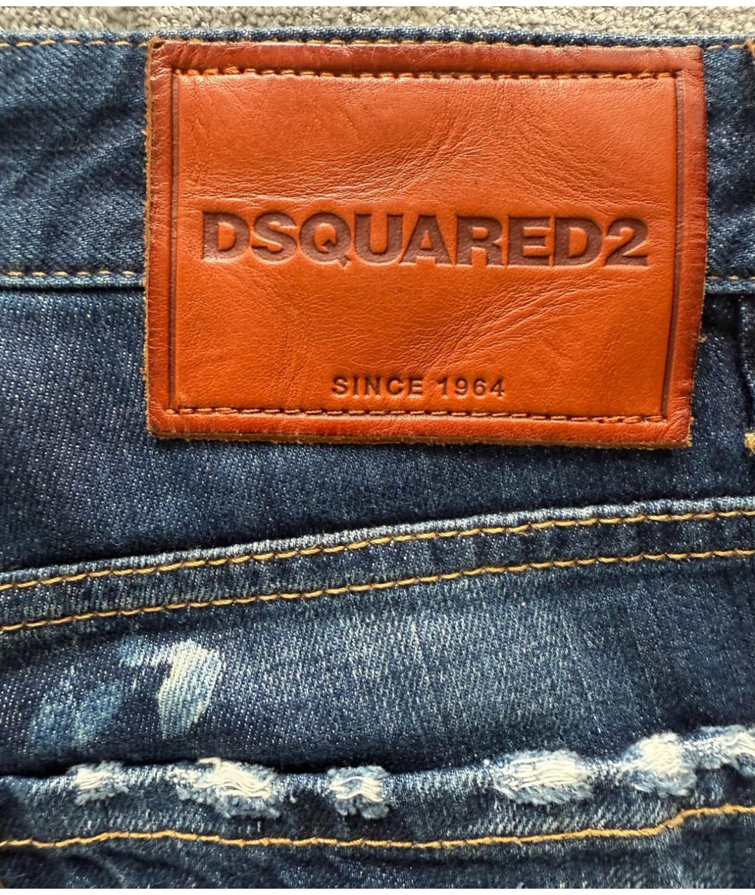 DSQUARED2 Синие хлопковые прямые джинсы, фото 4